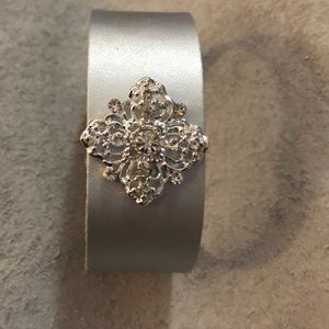 Adorable Leather Cuff with Dainty‎ Rhinestones